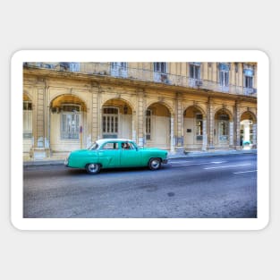 Green Car, Havana, Cuba Sticker